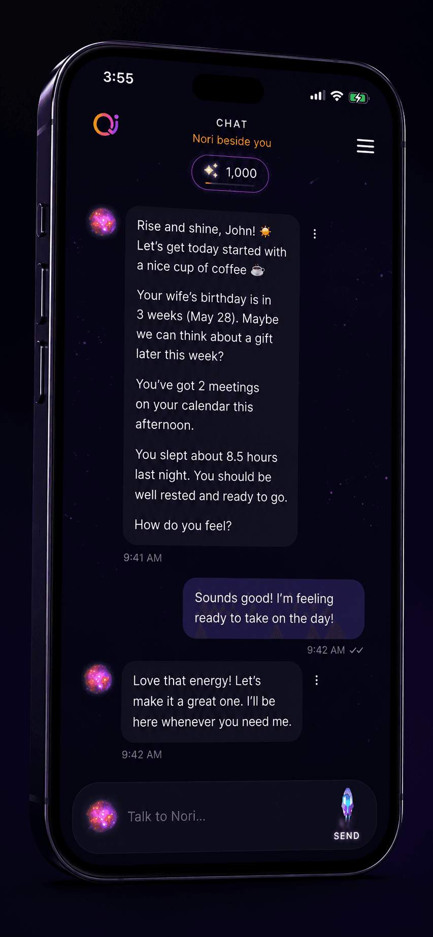 Nori conversation on iPhone