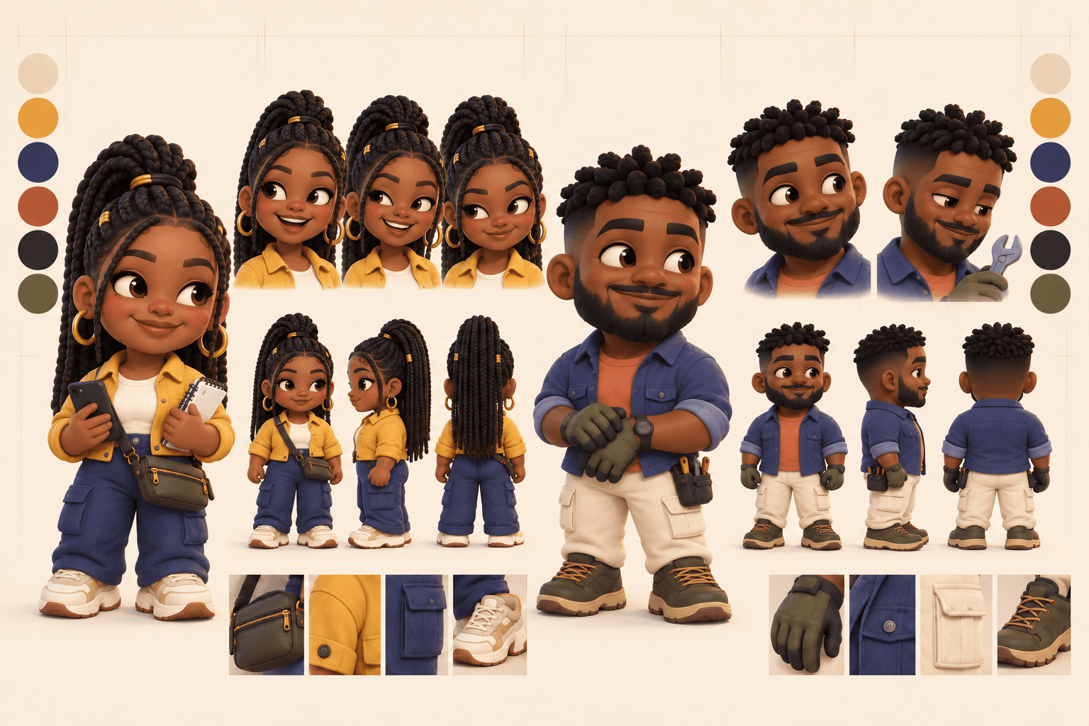 The Organizer and The Builder character development artwork